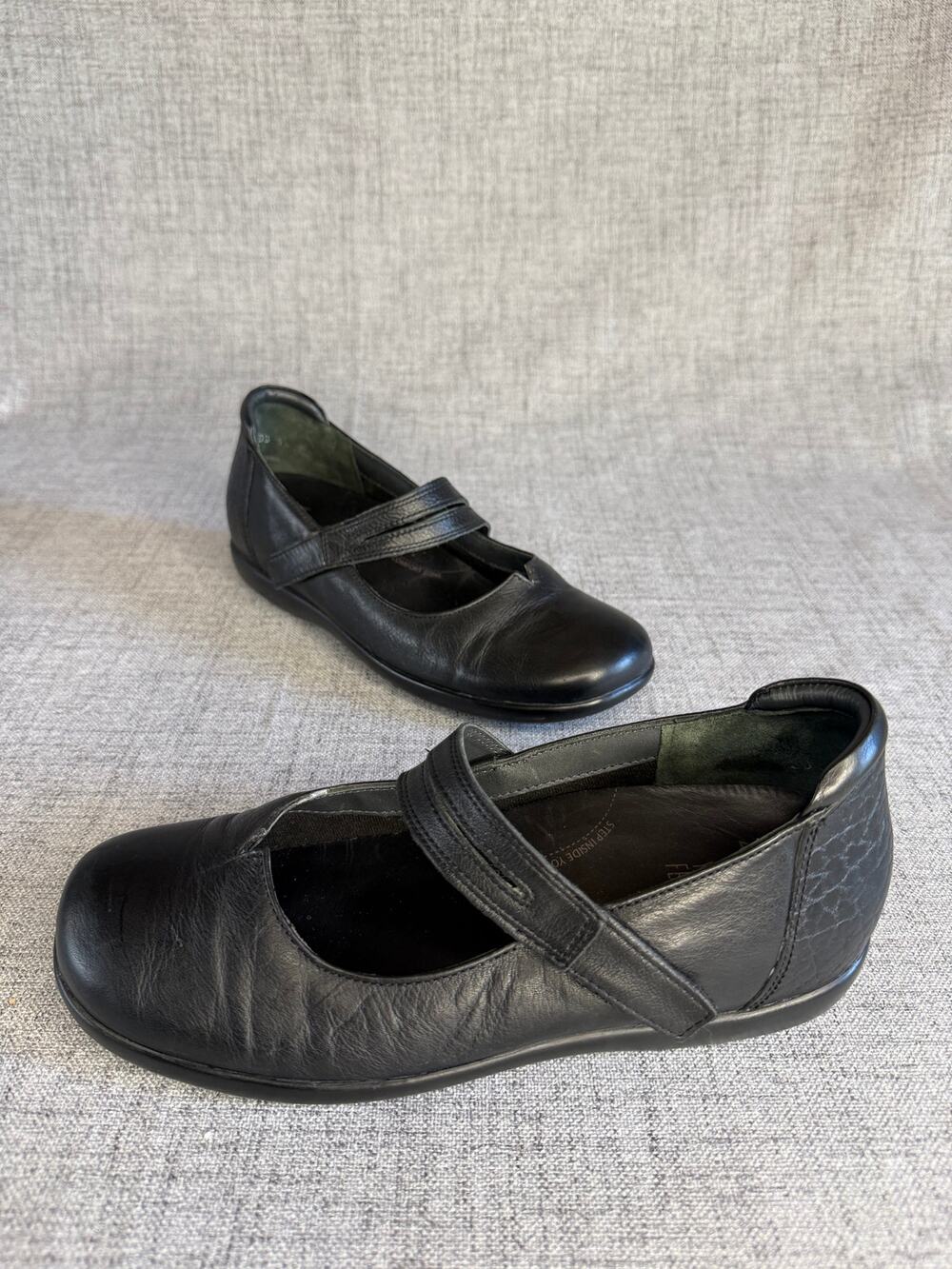 Ziera Black Leather Comfort Mary Jane Shoes Strap Orthotic Friendly Women's 38 W